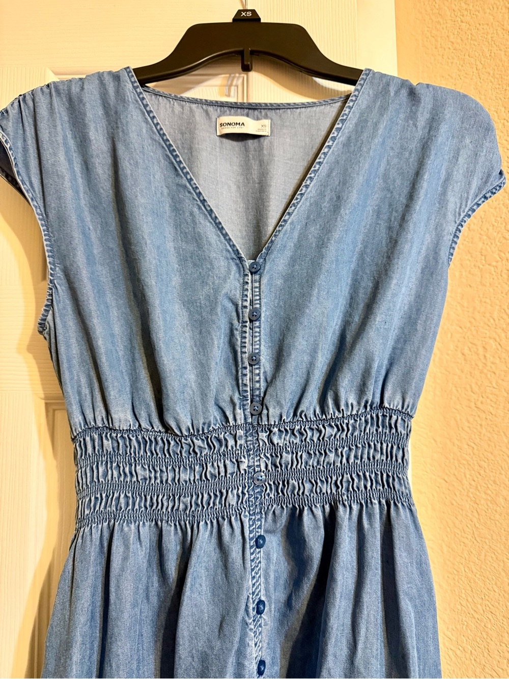 Sonoma Chambray Button-Front Dress in Light Blue